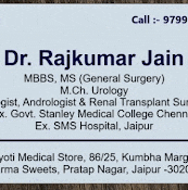 a business card for dr. rajkumar jain is on a wooden surface .