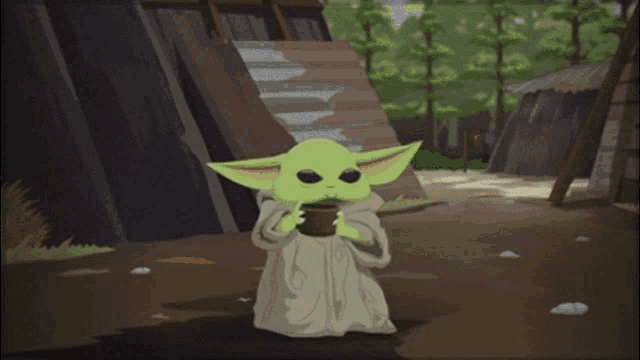 Sip Sipping Tea GIF - Sip Sipping Tea Baby Yoda GIFs