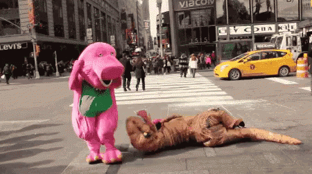 Barney Jurassic Park GIF - Barney Jurassic Park Fight GIFs