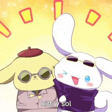 a cartoon dog and a bunny are standing next to each other .