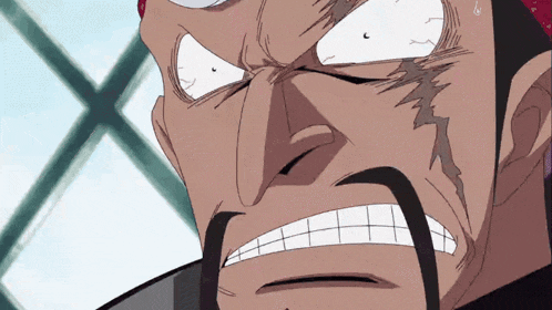 a close up of a cartoon character 's face with a beard