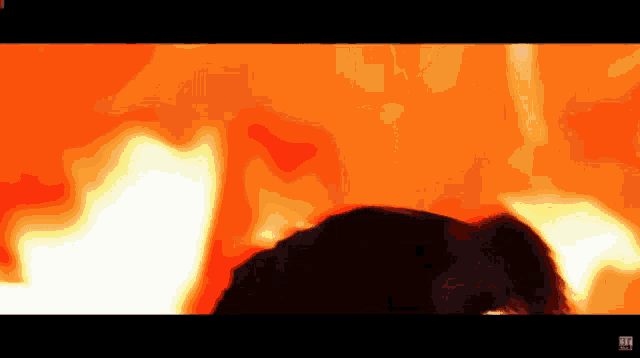 a person is standing in front of a fire with the letters ff in the corner