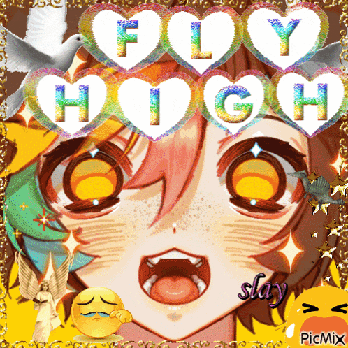 a picture of a girl says fly high