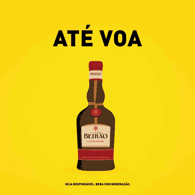 a bottle of vinho beirão is displayed on a yellow background