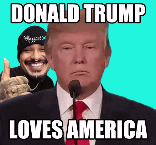 donald trump giving a thumbs up next to snoop dogg with the caption donald trump loves america