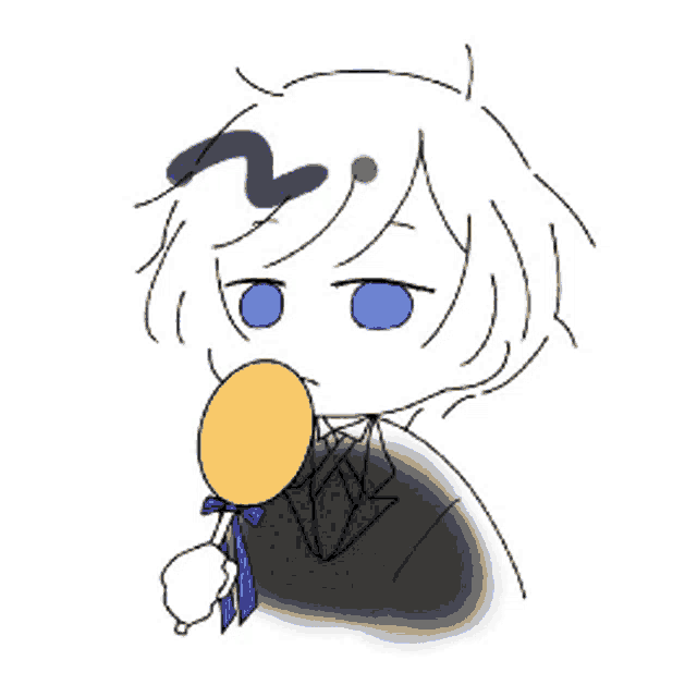a drawing of a person holding a lollipop