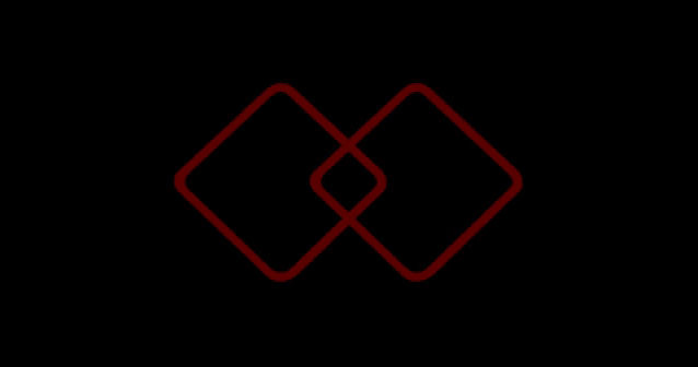 a black background with a red outline of two squares