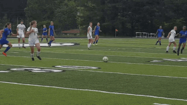 a soccer game is being played on a field with a scoreboard that says eagles