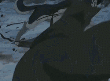 a cartoon wolf is laying on the ground in the snow with blood coming out of its mouth .