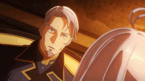 a man with gray hair and a beard is looking at a woman