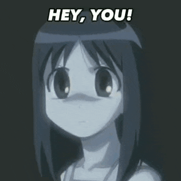 a picture of a girl with the words hey you on it