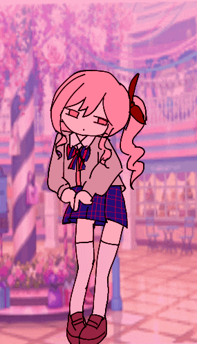 a drawing of a girl wearing a plaid skirt and knee high socks