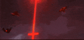 a video game scene with a cross in the middle