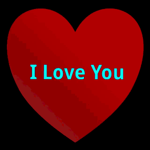 a red heart that says i love you in blue