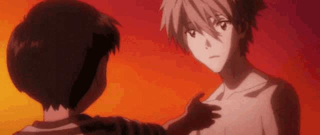 a couple of anime characters standing next to each other and hugging each other .