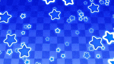 a blue checkered background with glowing stars on it
