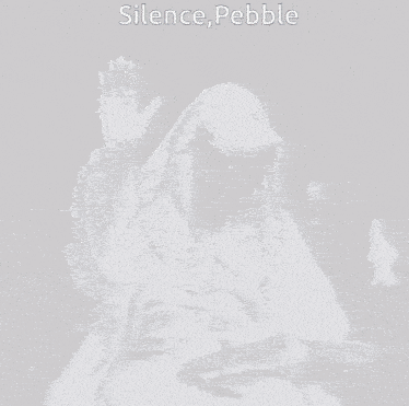 a black and white photo of a man with the words silence pebble below him