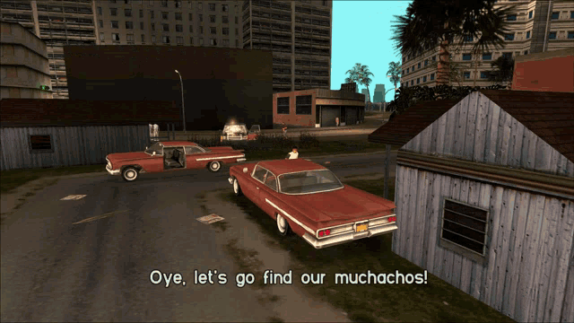 a screenshot of a video game that says " oye let 's go find our muchachos "