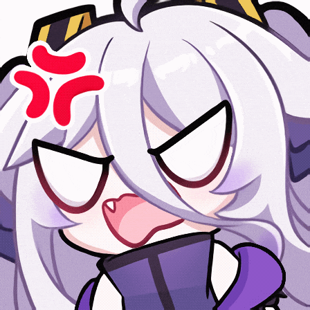 a cartoon drawing of a girl with white hair and a red angry face