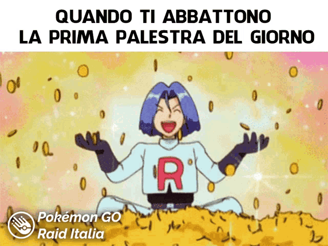 a cartoon character with the letter r on his chest is surrounded by gold coins