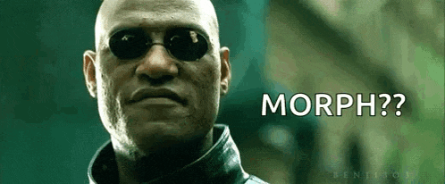 a bald man wearing sunglasses and a leather jacket is looking at the camera and says `` morph '' .