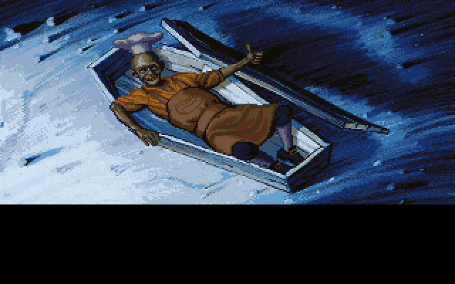 a pixelated drawing of a man in a coffin