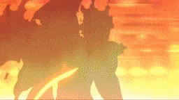 a silhouette of a person standing in front of a sunset with a dragon in the background .