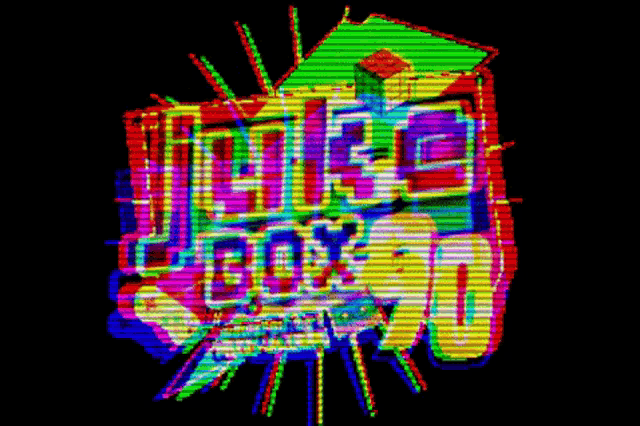 a colorful image of a house that says ' juice box ' on it