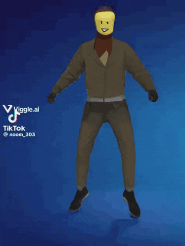 a cartoon of a man with a yellow face and a tiktok icon