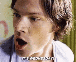 a man with his mouth open is saying it 's wednesday