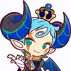 a cartoon character with horns and a crown on top of his head