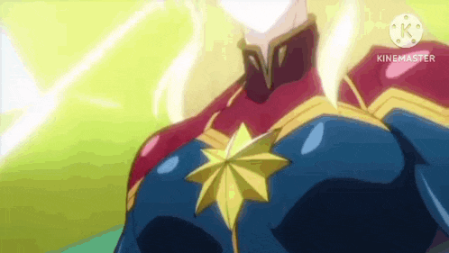 a close up of captain marvel 's chest with a star on her chest .