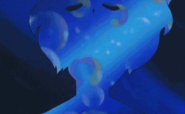 a blue background with a glowing circle in the middle of it