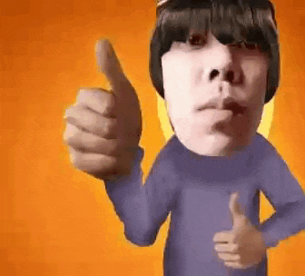 a cartoon of a man giving a thumbs up .