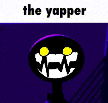 a picture of a cartoon character with a smiley face and the words `` the yapper '' .