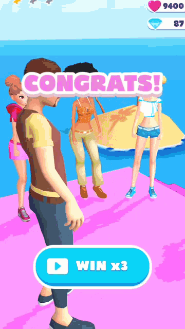 a congratulations message is displayed on the screen