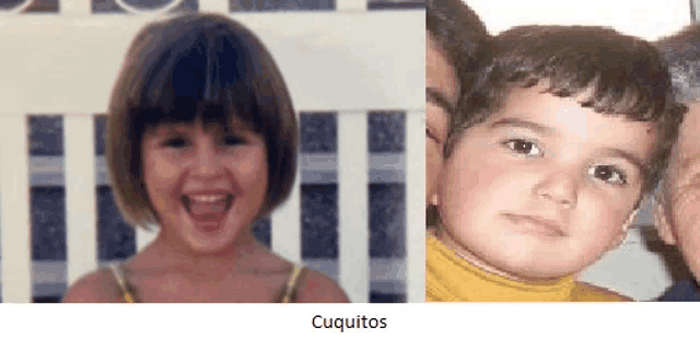 a picture of a little girl and a picture of a little boy with the words cuquitos on the bottom