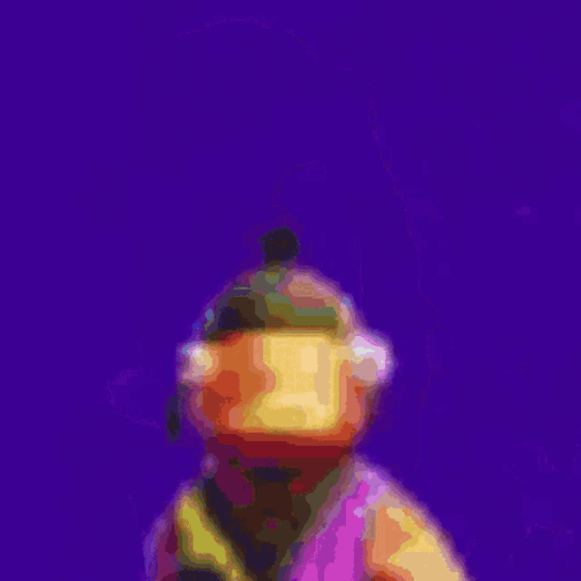 a pixelated image of a person holding a basketball