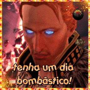 a man with blue eyes and the words tenha um dia bombastico on the bottom