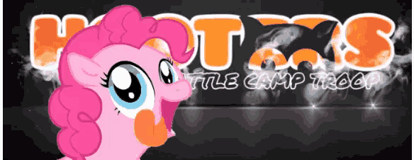 a pink pony stands in front of a hooters sign