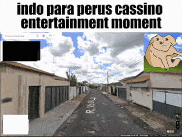 a picture of a street with the words " indo para perus cassino entertainment moment "