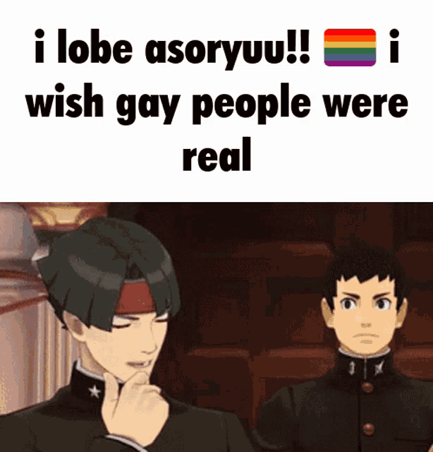 a meme that says i lobe asoryuu !! wish gay people were real