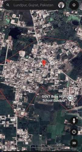 an aerial view of lundpur gujarat pakistan with govt boys high school lundpur