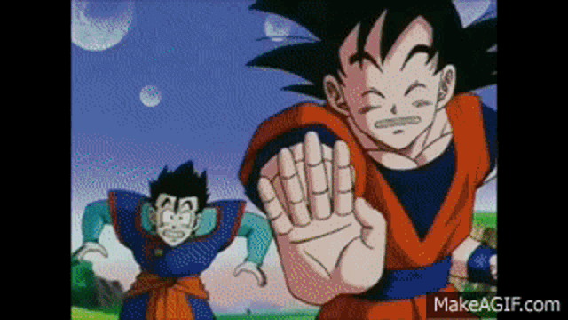 a cartoon of goku and gohan from dragon ball z