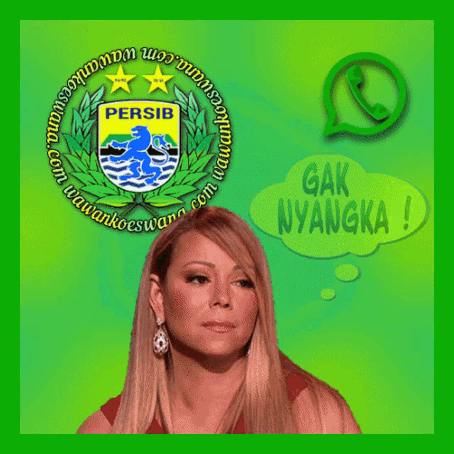 a woman with a speech bubble that says " gak nyangka " on it