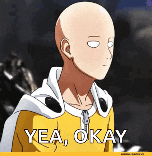 a picture of a bald man with the words yea okay on it