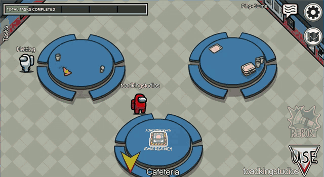 among us game with a red character standing in the middle