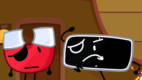 a cartoon character with a sad face is standing next to a chalkboard