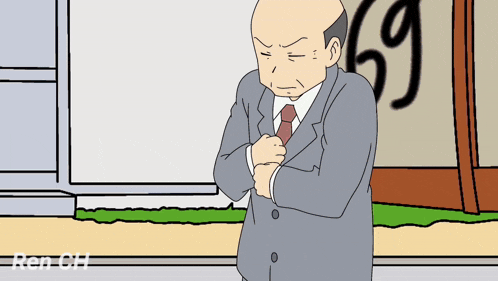 a man in a suit and tie is standing in front of a wall with the number 69 written on it