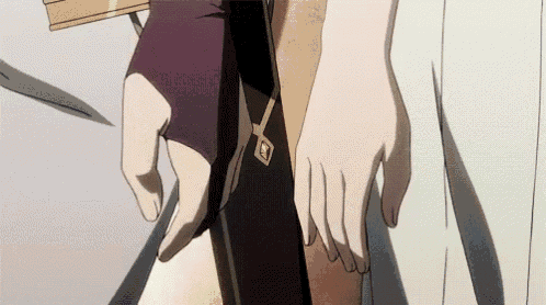a man and a woman are holding hands in a cartoon scene